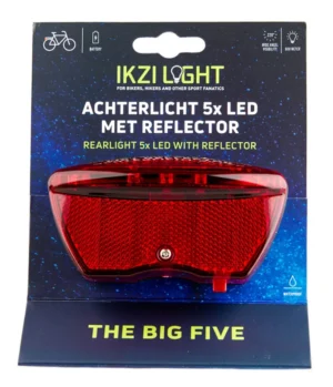 IkziLight batteribaglygte med 5x LED og refleks – 80 mm: