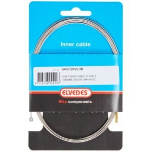 Indvendig gearkabel Elvedes 3000 mm 1 x 19 tråde rustfrit stål ø1,1 mm med ø2,5 × 10 og ø4 × 4 mm N-nippel - Sølv.
